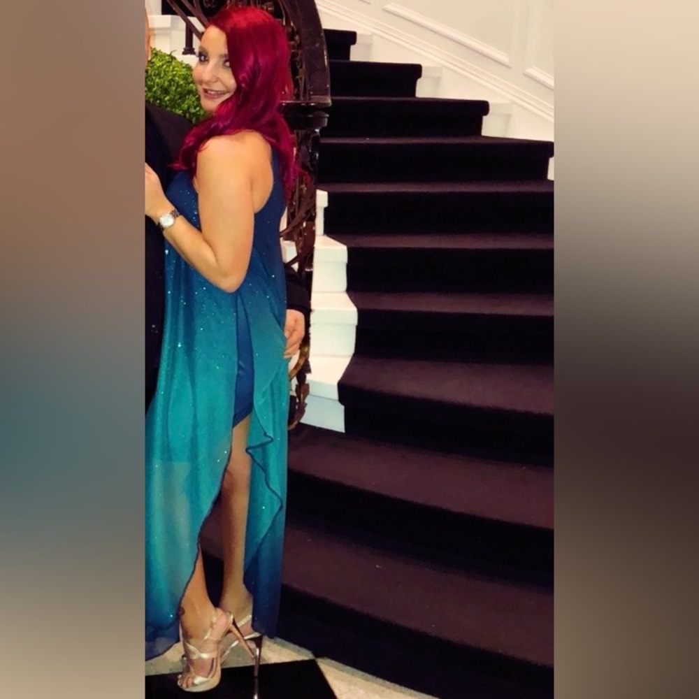 Venus Teal Sequined Ombré Dress